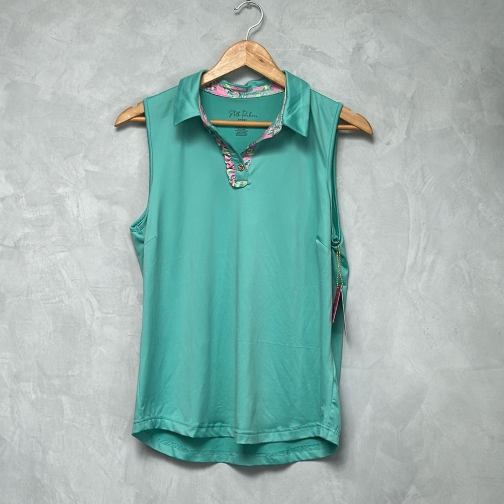 Stella Parker Sport Women’s Polo Sleeveless Button Front Shirt, Size M
